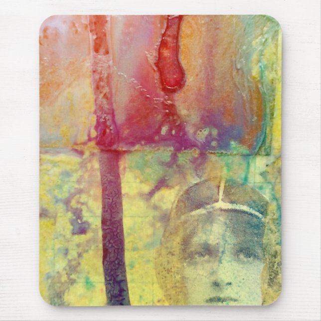 Mousepad Colagem de dama de vintagem de mídia mista (Frente)