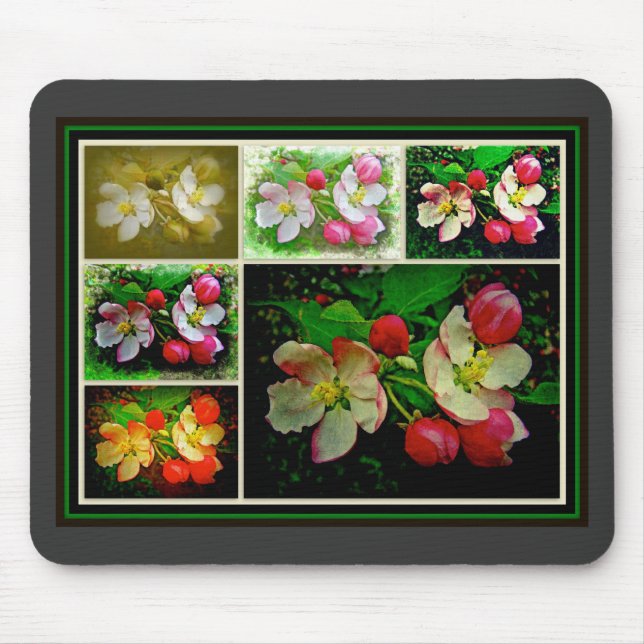 Mousepad Colagem de Flores de Maçã - Foto Digital Avançada (Frente)