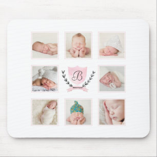 MOUSEPAD COLAGEM DE FOTOGRAFIA DE GAROTA DO BEBÊ PERSONALIZ