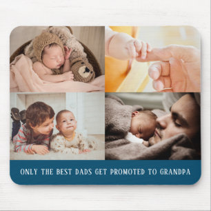 Mousepad Colagem de Fotografias Azul Moderno 4 para o Vovô