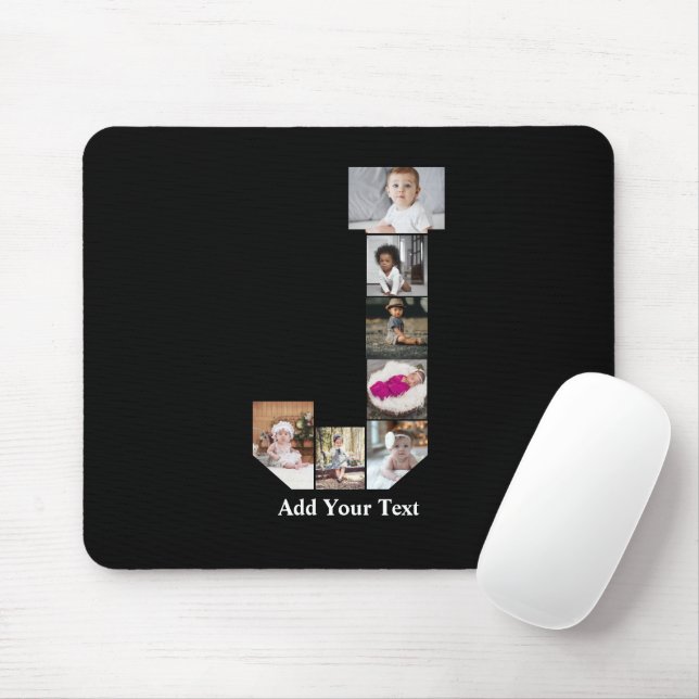 Mousepad Colagem de Fotografias com design Letra J (Com mouse)