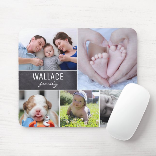 Mousepad Colagem de fotografias da família de nomes persona (Com mouse)