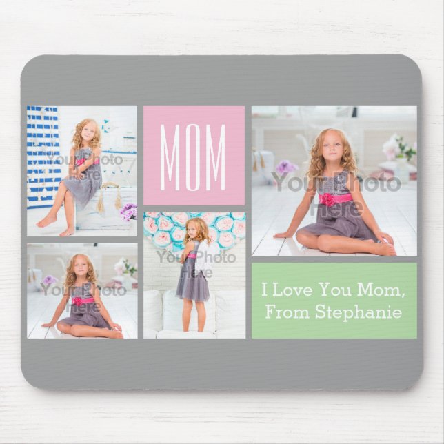 Mousepad Colagem de Fotografias de Dia de as mães Personali (Frente)