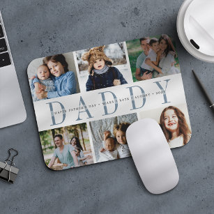 Mousepad Colagem de Fotografias de Pai Personalizada e Nome