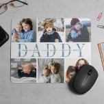 Mousepad Colagem de Fotografias do Dia de os pais Personali<br><div class="desc">Crie um presente personalizado legal para o melhor pai ao redor com este mousepad de colagem de fotos. Use as modelos para adicionar 6 fotos e personalize com os nomes de seus filhos ou uma mensagem personalizada no centro, sobreposta a "PAI" em caracteres de cinza azul suave. Faz um presente...</div>
