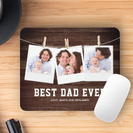 Mousepad Colagem de Fotografias do Melhor Pai de Madeira Ru