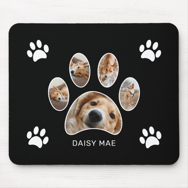 Mousepad Colagem de Fotografias do Nome de Impressão de Paw (Frente)