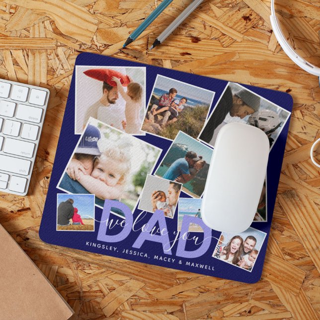 Mousepad Colagem de Fotografias do PAI Moderno "Nós Amo-Te" (Criador carregado)