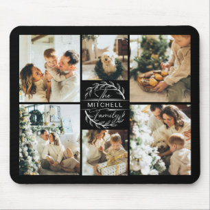 Mousepad Colagem de Fotografias Moderna Monograma Personali