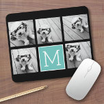 Mousepad Colagem de Fotografias Monograma - Até 5 Fotografi<br><div class="desc">Você pode usar fotos quadradas ou selfie para este design. Use cinco fotos quadradas para criar um presente exclusivo e pessoal. Ou você pode ficar com o filhote hipster e fazer uma moda. Se precisar ajustar as fotos,  clique na ferramenta personalizar para fazer alterações.</div>