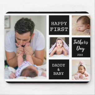 Mousepad Colagem de Fotografias Preta no Primeiro Dia de os