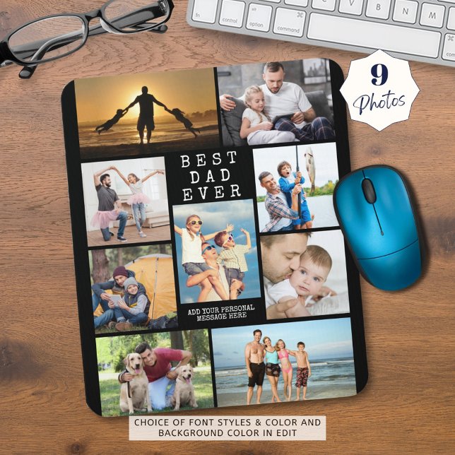 Mousepad Colagem de Fotografias Simples MELHOR PAI NUNCA Pe (Criador carregado)