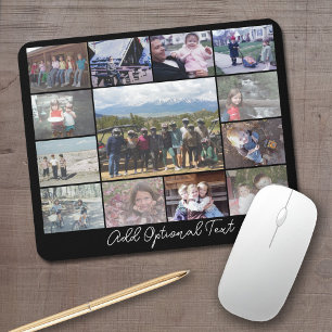 Mousepad Colagem de Fotos 13 Texto Opcional — CAN Edit Blac