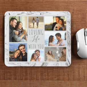 Mousepad Colagem de Fotos 7 Cinza Mármore - Amando a Vida c
