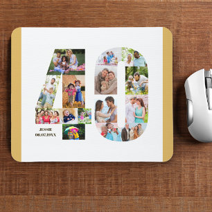 Mousepad Colagem de Fotos Aniversário de 40 anos Número 40 