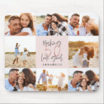 Mousepad Colagem de fotos brilhantes cor-de-rosa-rosa-50 an<br><div class="desc">Colagem de fotos com brilho rosado moderno de 50 anos. Design de texto de script moderno. Parte de uma coleção.</div>