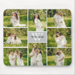 Mousepad Colagem de Fotos da Cinza do Monograma Clássico<br><div class="desc">Aproveite fotos da sua família com este monograma de mouse de colagem de fotos.</div>