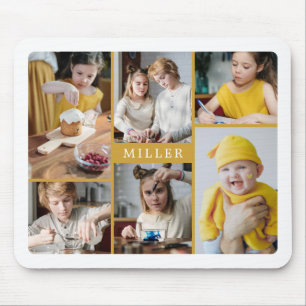 Mousepad Colagem de Fotos da família amarela limpa 6