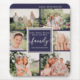 Mousepad Colagem de Fotos da Família Azul-Navy Personalizad