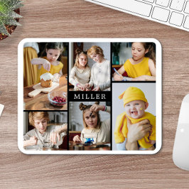 Mousepad Colagem de Fotos da família branca escura e limpa 