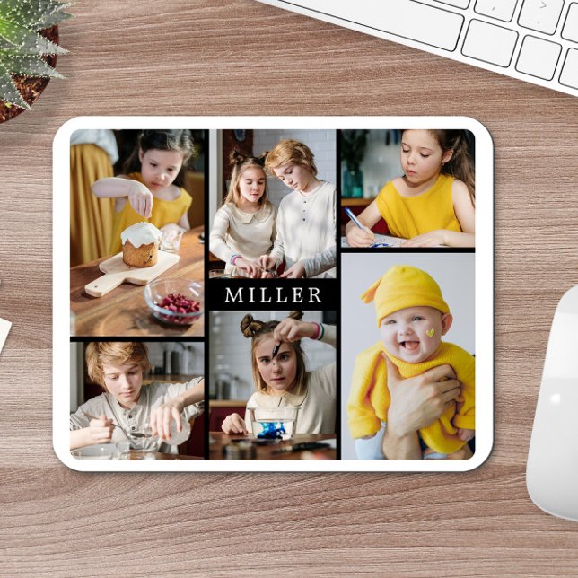 Mousepad Colagem de Fotos da família branca escura e limpa  (Criador carregado)