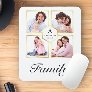 Mousepad Colagem de Fotos da Família de 4 Imagens Brancas 