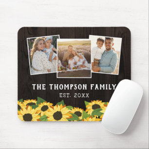Mousepad Colagem de Fotos da Família de Madeiras Sunflower