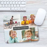 Mousepad Colagem de Fotos da Família de Memórias Modernas d<br><div class="desc">Fotos modernas em uma grade com "memórias criadas" na caixa de retângulo central que cobre carvão.</div>