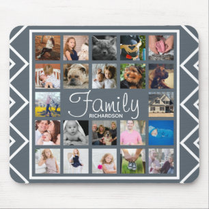 Mousepad Colagem de Fotos da Família de Setas Brancas Moder