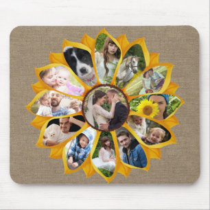 Mousepad Colagem de Fotos da Família Girassol 13 Fotos Fá