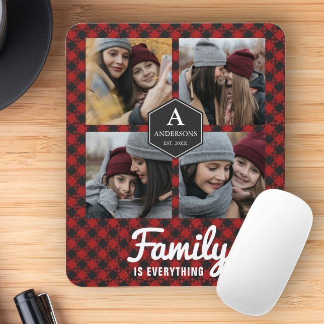 Mousepad Colagem de Fotos da Família Lumberjack, Xadrez de  (Criador carregado)