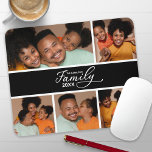 Mousepad Colagem de Fotos da Família Moderna<br><div class="desc">Transforme seu espaço de trabalho com um mouse personalizado usando este modelo de colagem dinâmica de fotos. Adicione sem esforço suas fotos favoritas,  o ano,  seu nome de família e qualquer texto personalizado que desejar. Faça-o exclusivamente seu!</div>