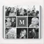 Mousepad Colagem de Fotos da Família Monograma da Cinza<br><div class="desc">Colagem de Fotos da Família Monograma. Personalize este design personalizado com seu próprio texto ou inicial monograma.</div>