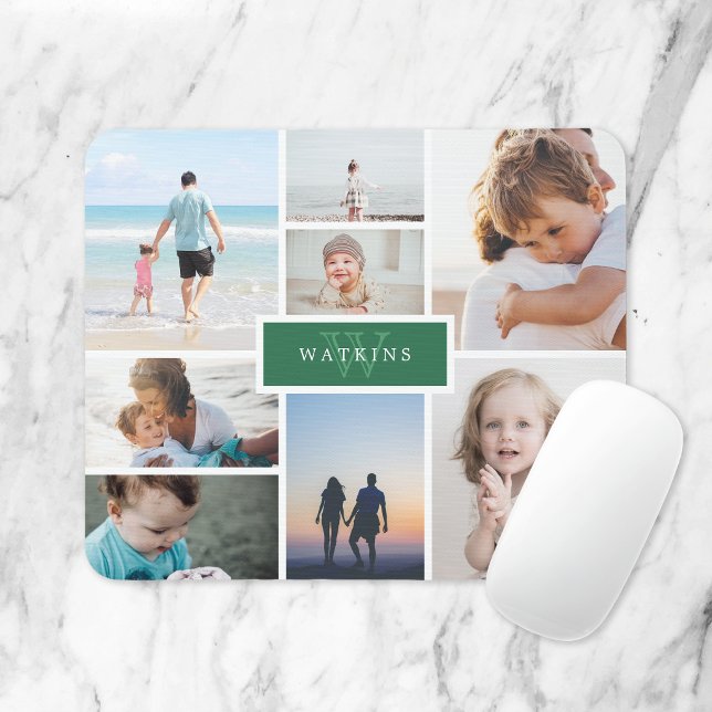 Mousepad Colagem de Fotos da Família Simples e Monograma Ve (Criador carregado)