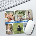 Mousepad Colagem de Fotos da Melhor Mamãe Moderna<br><div class="desc">Colagem de fotos moderna em uma grade com faixa azul escura no meio que diz "melhor mamãe na palavra" mouse pad.</div>