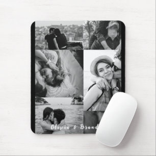 Mousepad Colagem de Fotos de Casal Preto e Branco Personali