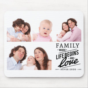 Mousepad Colagem de Fotos de Citação de Amor da Família Mod