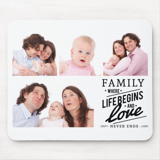 Mousepad Colagem de Fotos de Citação de Amor da Família Mod (Frente)