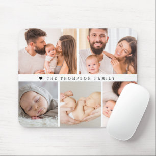 Mousepad Colagem de Fotos de Família Personalizada Moderna