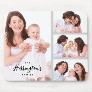 Mousepad Colagem de Fotos de Família Personalizadas 4 Retân