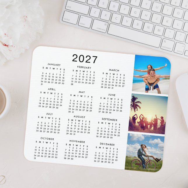 Mousepad Colagem de Fotos de Memória Personalizada 2027 Cal (Criador carregado)