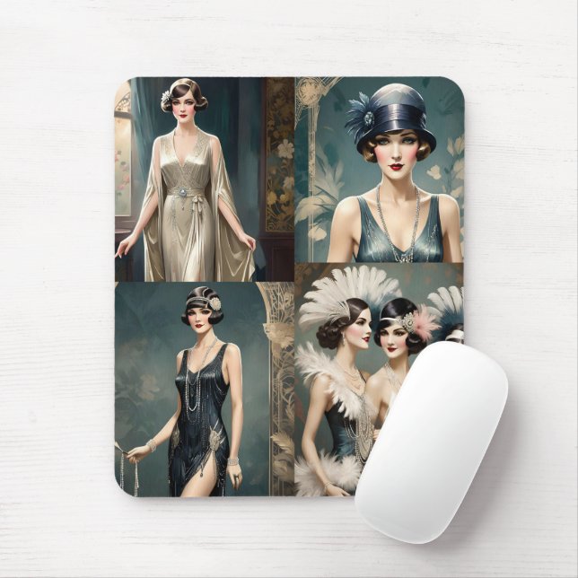 Mousepad Colagem de Fotos de Moda das 1920, (Com mouse)
