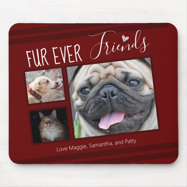 Mousepad Colagem de Fotos de Pet para Amigos para Sempre (Frente)