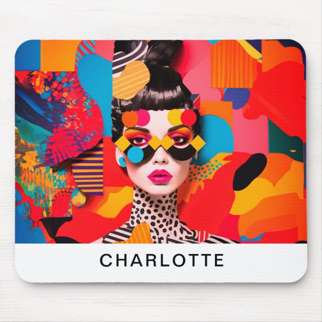 Mousepad Colagem de Fotos de pop Art (Frente)