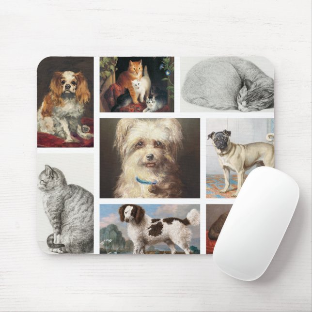 Mousepad Colagem de Fotos de Recordação de Cães e Gatos 8 (Com mouse)