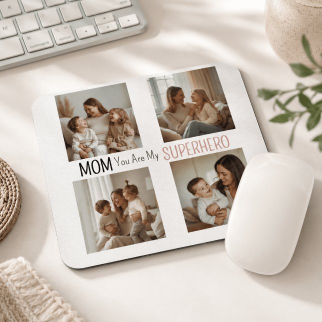 Mousepad Colagem de Fotos de Super-Heroi Mãe Personalizada  (Criador carregado)