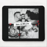 Mousepad Colagem de Fotos do Bebê B&W do Primeiro Dia de os<br><div class="desc">Presente personalizado de Dia de os pais para o seu pai para celebrar o Dia de os pais. Quer seja para um novo papai, padrasto, pai antigo e clássico, ou pai a ser, a função de texto personalizada vai fazer você se cobrir. Você pode mudar o texto para o texto...</div>