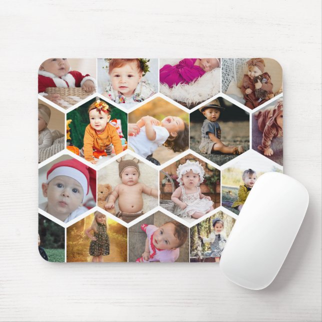 Mousepad Colagem de Fotos do Hexagon (Com mouse)