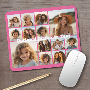 Mousepad Colagem de Fotos do Instagram - Até 14 fotos rosa