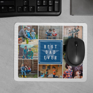 Mousepad Colagem de Fotos do Melhor Pai Estrela Azul